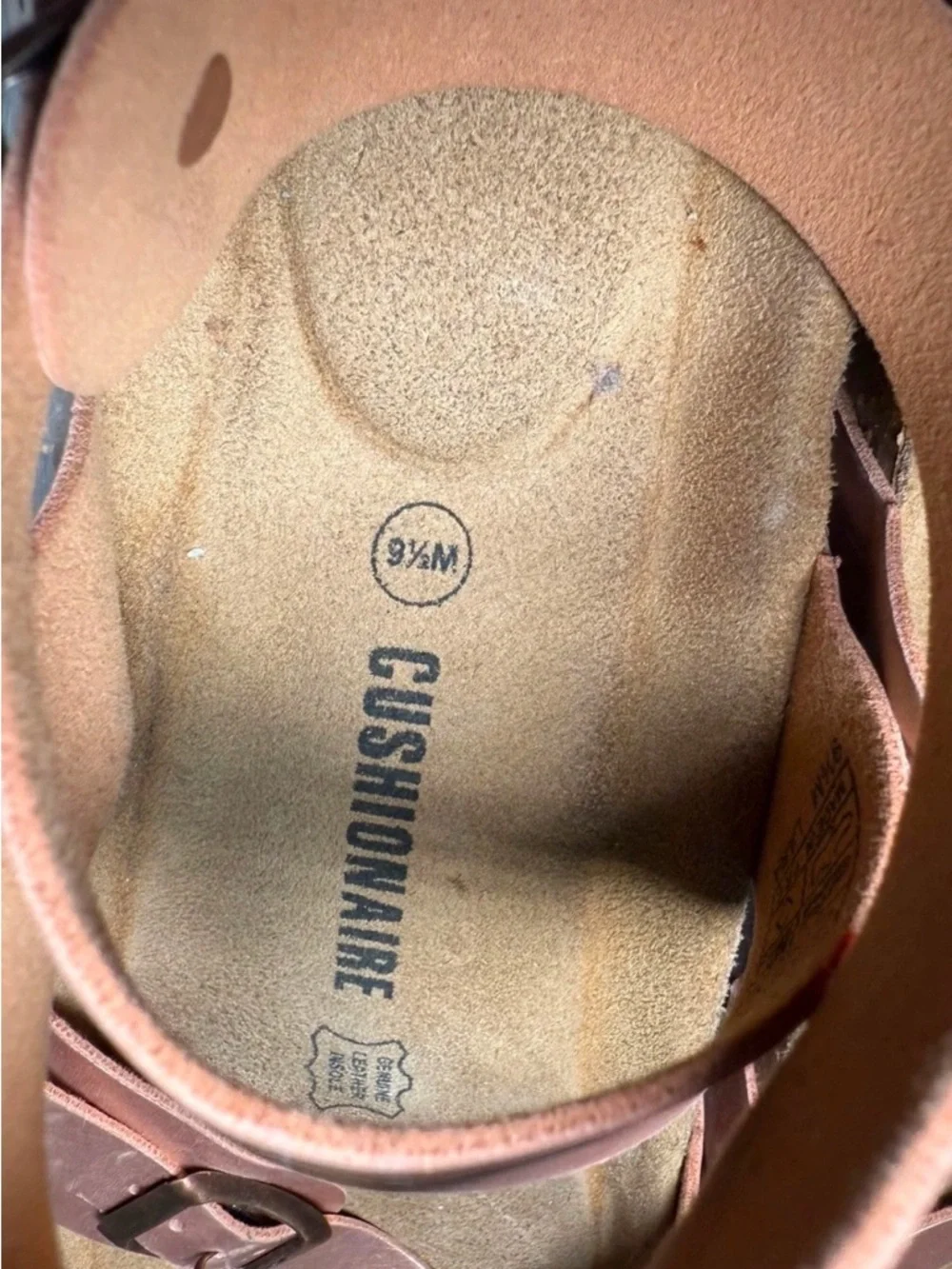 CUSHIONAIRE Size 9.5M Lara Cork footbed Sandal Rose Gold Genuine Leather strap